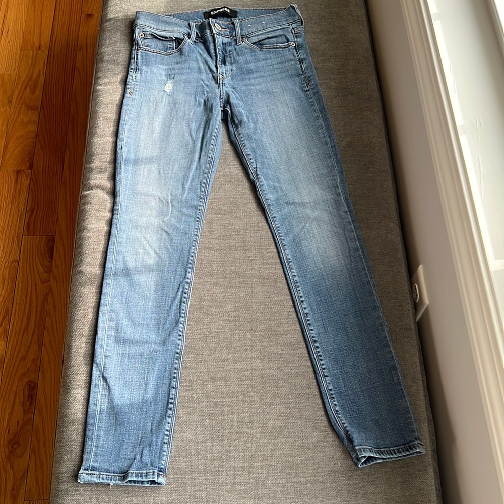 Express - 4R Super Skinny Light Wash Mid Rise Jeans